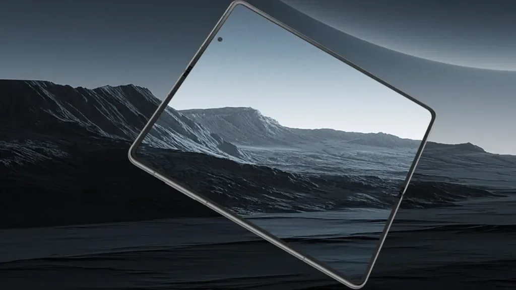 Open screen of HONOR Magic V2 with a sci-fi landscape background and mountains.