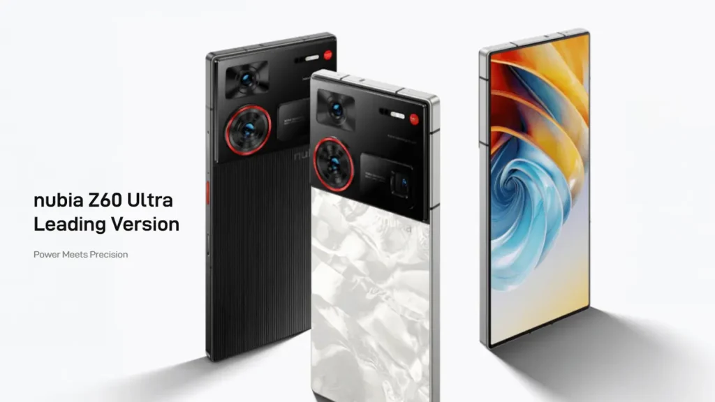 ZTE Nubia Z60 Ultra smartphones showcasing rear camera design and front display